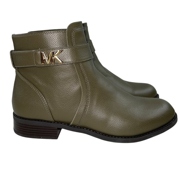 Michael Kors MK Jilly Women's Ankle Boots Faux Pebbled Leather Green Size 9 NEW - Picture 1 of 11
